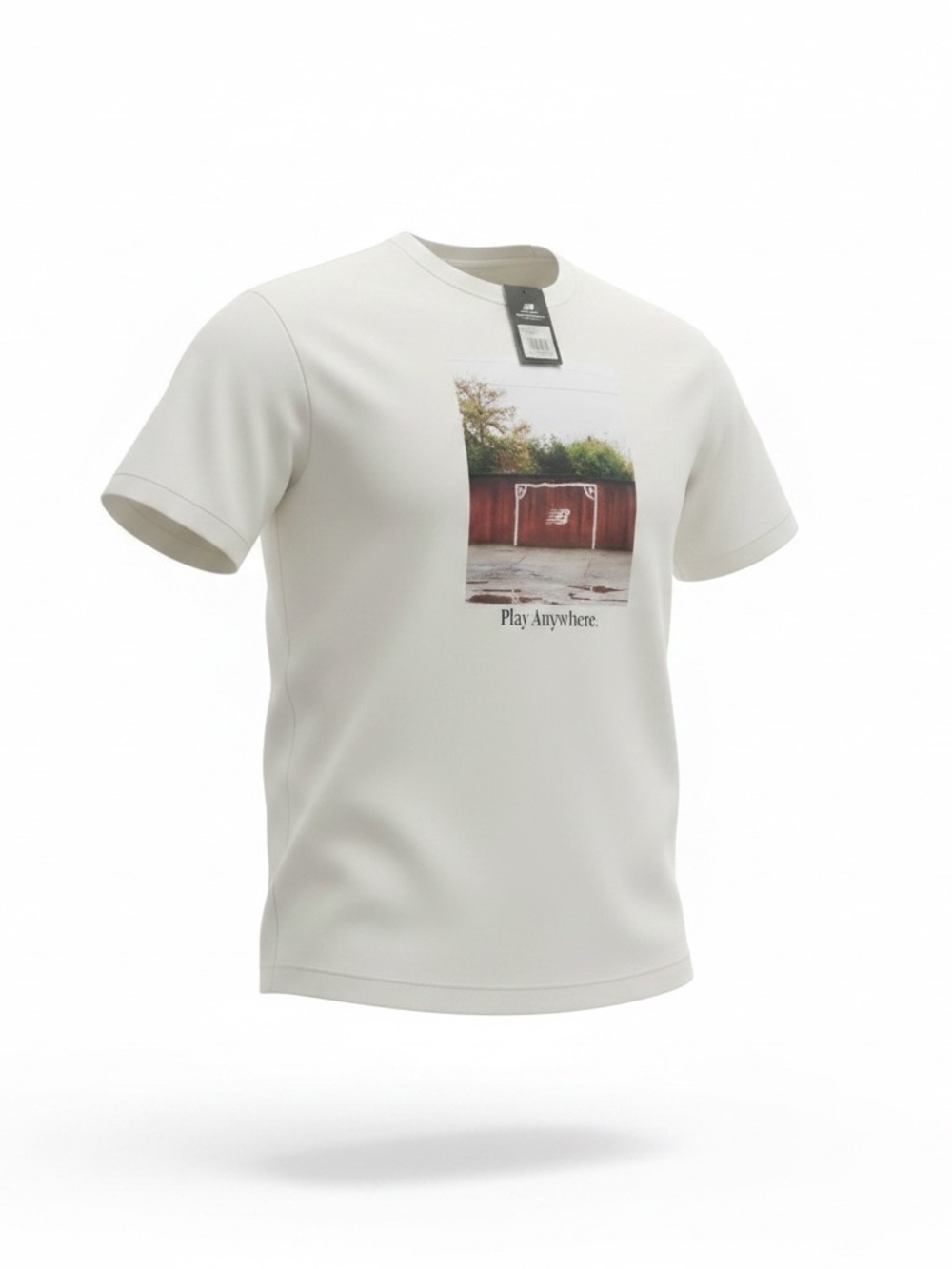 New Balance Cream Graphic Tee with Landscape Print large